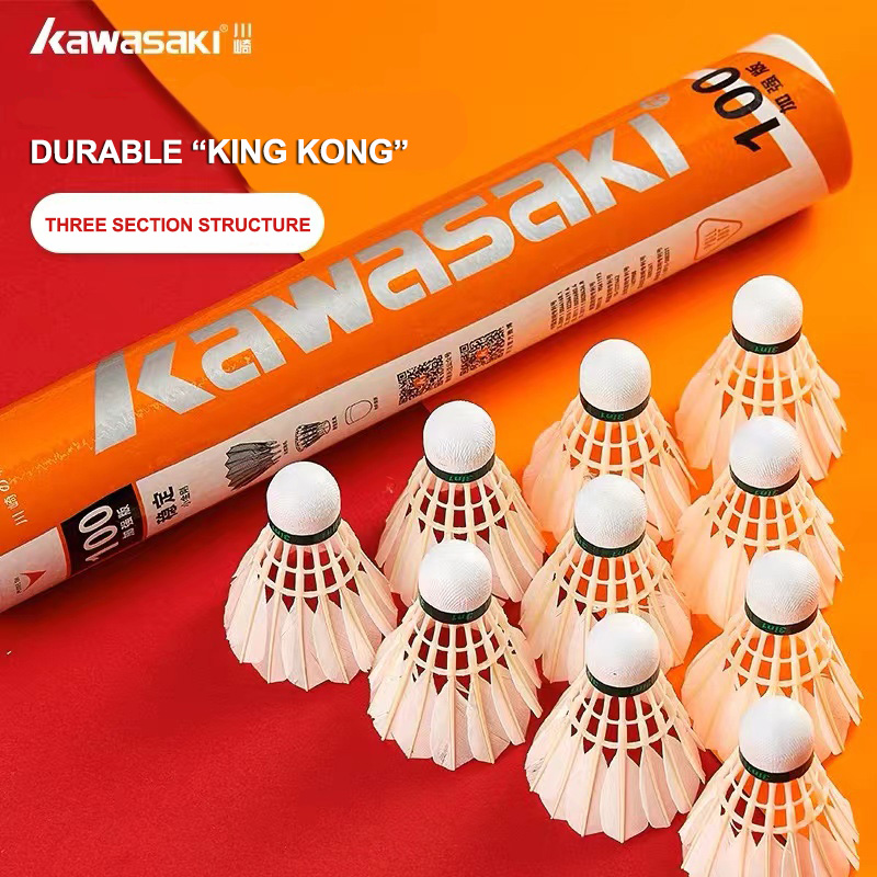 Feather Shuttlecock - Kawasaki キングコング 100/500 フェザー羽根バドミントンクラブ & トレーニングラケットスポーツスピード