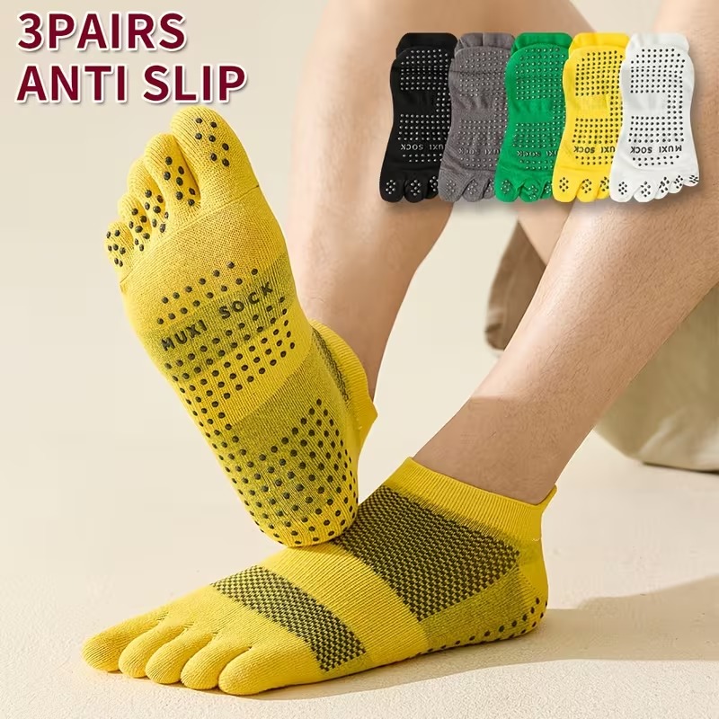 メンズ 3 足組つま先ソックス 滑り止めドットグリップソック - Sports Grip のレビューと価格