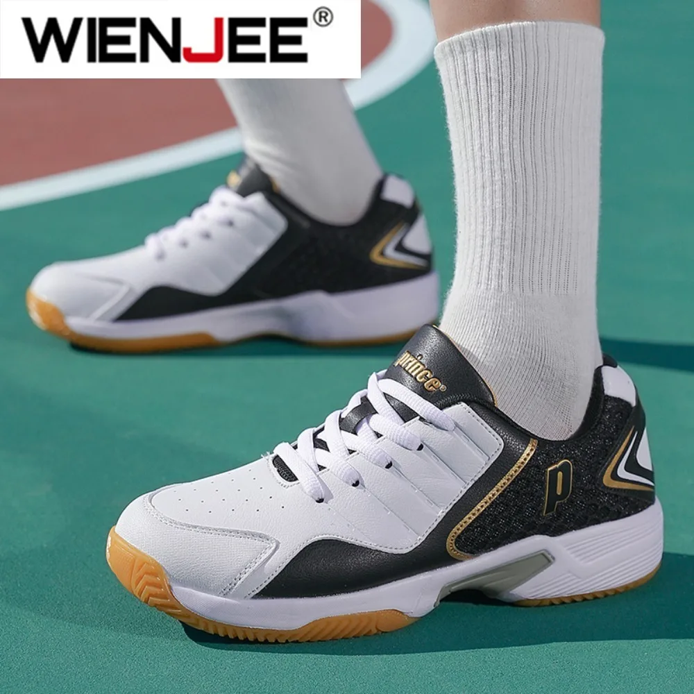 プロの男性女性革バドミントンシューズカップル滑り止めトレーニ - Badminton Shoes のレビューと価格
