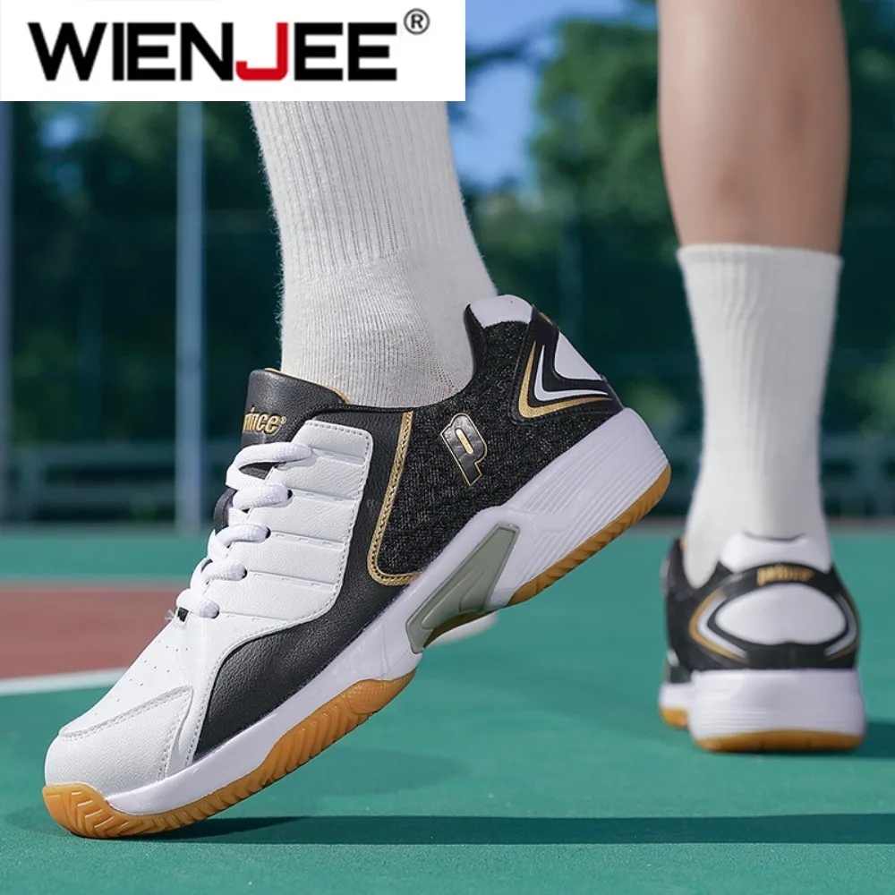 プロの男性女性革バドミントンシューズカップル滑り止めトレーニ - Badminton Shoes のレビューと価格
