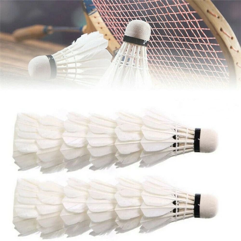 3/6/12 個新しい白バドミントンシャトルコック耐久性のあ - Feather Shuttlecock のレビューと価格