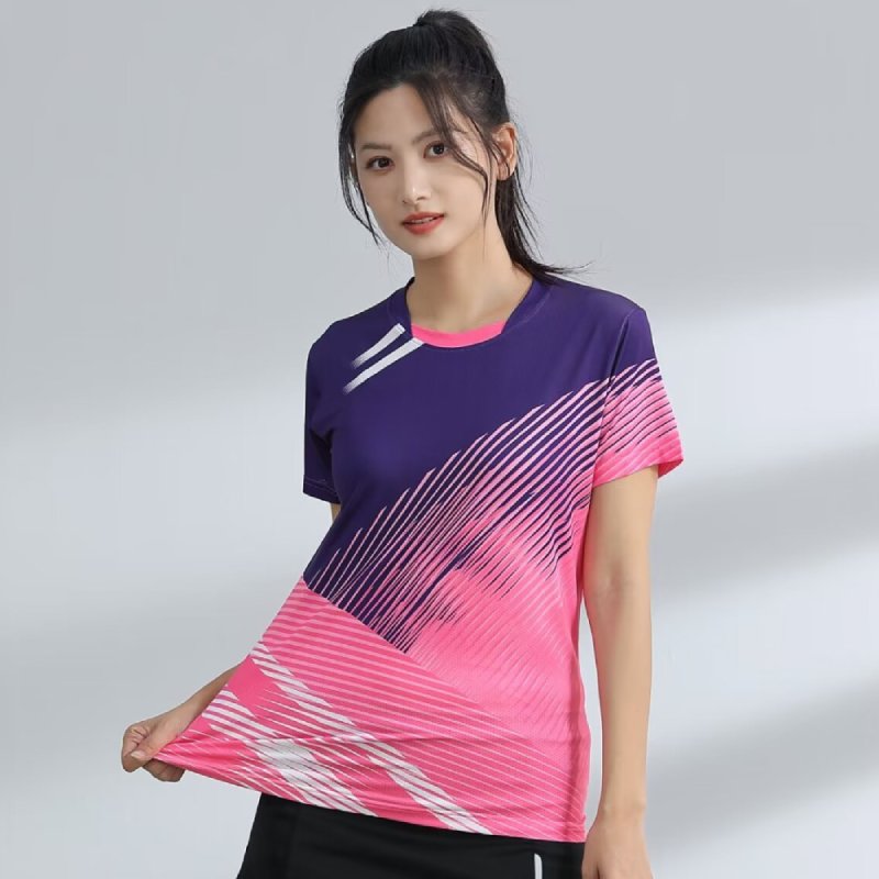 女性の卓球バドミントンTシャツ、3Dプリント、通気性メッシュ - Badminton Jersey のレビューと価格